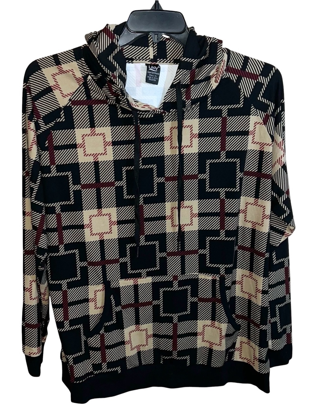 Lildy Long Sleeve Super Soft Hoodie Women’s XL Black Tan